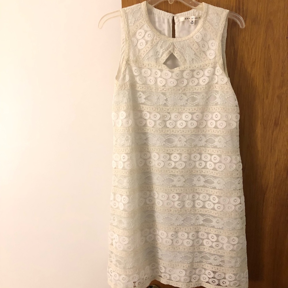 Max Studio White Lace Midi Dress Women’s Size M